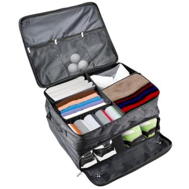 Imagem de POCREATION Organizador de Porta-malas de Golfe, Caixa de Armazenamento de Golfe para Carro Com Vários Compartimentos Com Painel Removível e Alças, para Acessórios de e Sapatos até o