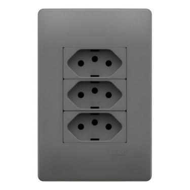 Imagem de Tomada 3 Pinos 2p+t 20a Fame Habitat Onix Cinza Queimado Cinza