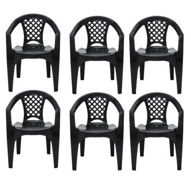 Imagem de Kit 6 Cadeiras Tramontina Iguape Polipropileno com Bracos Empilhaveis