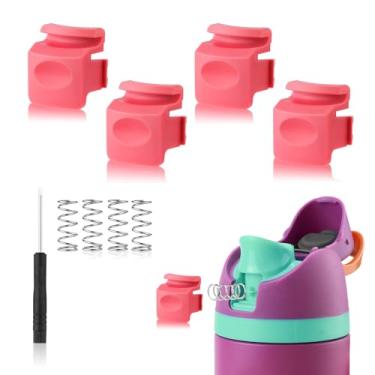 Imagem de 4 peças de botão de substituição compatível com Owala FreeSip 680.4 g 947.2 g, tampa de garrafa de água, interruptor de pressão, tampa superior de vedação, peças de reposição para Owala 19/24/32/1,134