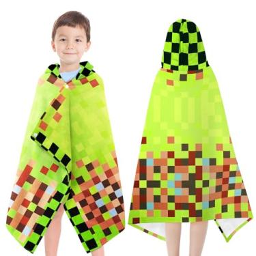 Imagem de Yzqcckss Toalhas com capuz para crianças - Toalhas de banho ultra macias 100% algodão estilo jogo infantil com capuz / toalha felpuda para piscina poncho de praia envoltório absorvente bonito banho e