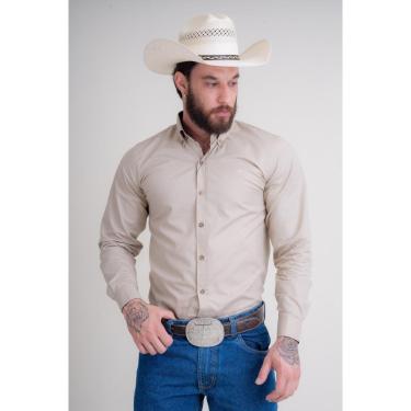 Imagem de CAMISA MASCULINA MANGA LONGA TEXAS FARM - CAL531 - BEGE-Masculino