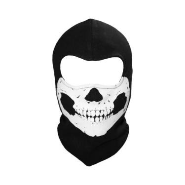 Imagem de Balaclava De Rosto Inteiro 100% Algodão Com Estampa De Caveira, Máscar