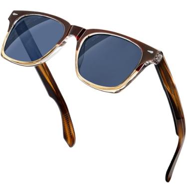 Imagem de KANASTAL Óculos de Sol Polarizado Marrom Feminino Masculino Acetato Proteção UV400 TR90 Oculos Azul Pretos Escuro Quadrado Classico Retro Grande Brown Sunglasses para Praia Viajando -Armação Marrom