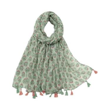 Imagem de Cachecol Floral De Viscose Para Mulheres 180x90cm, Pashmina Fina Para 