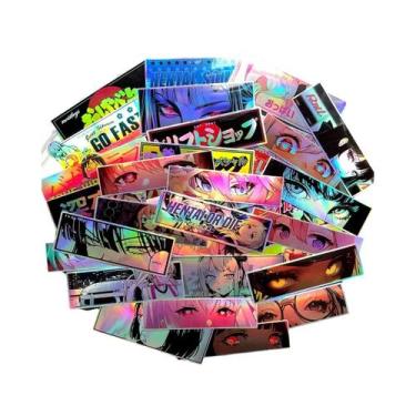 Imagem de 32 Adesivos De Olhos De Beleza Anime JDM Binários Laser Arco-Íris Para