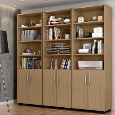 Imagem de Conjunto 3 Armários Escritório Estante Livreiro Office Semi Aberto 6 P