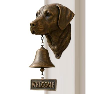 Imagem de Campainhas engraçadas para cães - Campainhas decorativas com tema animal rústico vintage - Campainha de cabeça de cachorro para porta da frente - para portão, jardim, quintal, casa