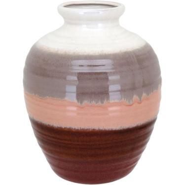 Imagem de Vaso Decorativo Enfeite Casa Cerâmica 26x20x20cm Marrom