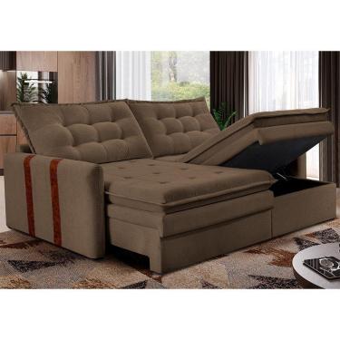 Imagem de Sofá Baú Sem Caixa Retrátil 1,80m Softgel Petit Boucle Marrom Cama Inbox