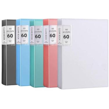 Imagem de Fichário de 60 bolsos com mangas de plástico, tela A4, 60 páginas com protetores de folha transparentes, livro de apresentação de portfólio para obras de arte, fichário organizador de documentos