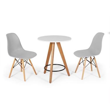 Imagem de Conjunto Mesa Redonda Aline 70cm Branca Com 2 Cadeiras Eames Eiffel - Cinza