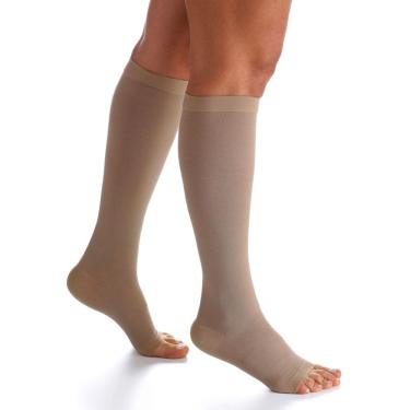 Imagem de Meia Panturrilha (3/4) Sigvaris Algodão Super 20-30mmHg G (Tamanho Grande) Normal Ponteira Aberta Cor Bege