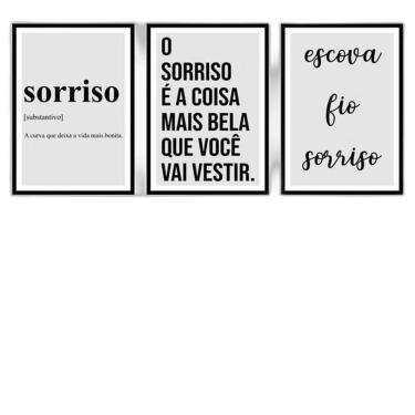 Imagem de Kit Quadro Decorativo O Sorriso É A Coisa Mais Bela 3 Peças