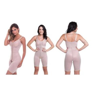 Imagem de Macaquinho Modelador Alta Compressão Com Short Alça Fecho Frontal Pós 