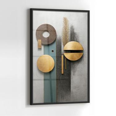 Imagem de Quadro com Moldura e Acrilico Cristal Vidro Arte Moderna  para Sala, Q