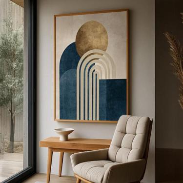 Imagem de Quadro com Moldura e Acrilico Cristal Vidro Geométrico Textura para Sa