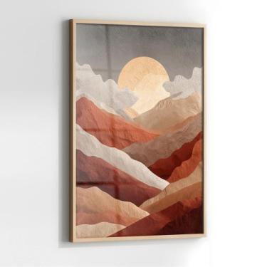 Imagem de Quadro com Moldura e Acrilico Cristal Vidro Montanha Terracota para Sa