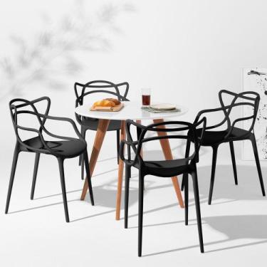 Imagem de Conjunto Mesa Square Redonda Branco Fosco 88cm com 4 Cadeiras Allegra 