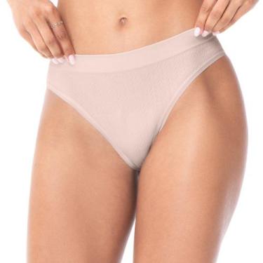 Imagem de Calcinha Biquíni Anatômica Jacquard sem Costura Leve Trama Nude Rosado