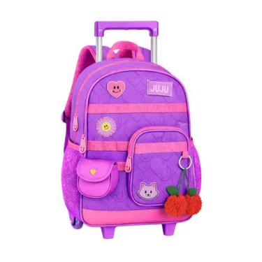 Imagem de Mochila De Rodinhas Juju Teófilo Diversos Bolsos Resistente Reforçado 