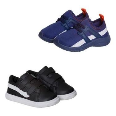 Imagem de Kit 2 Tenis Infantil Menino Calce Facil Elastico Confortavel - Mimofle