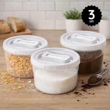 Imagem de Kit 3 Potes 2L Porta Mantimentos Cozinha Redondo Tampa Rosca Vasilha A