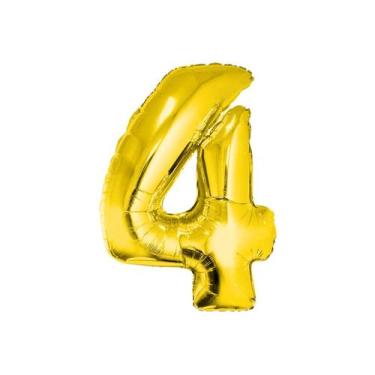 Imagem de Balão Metalizado Número Dourado - 40cm - Extra Festas, 4