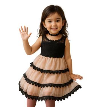 Imagem de Vestido Infantil Tule com Renda Preta Menina Festa - - anjo da mamãe, 