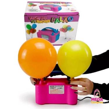 Imagem de Inflador de Balão Encher Bexiga Compressor Bomba Elétrica 2 Bicos Mega