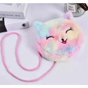 Imagem de Bolsa Infantil de Pelúcia Unicórnio, Gatinha, Sapinho, Elefante, Panda