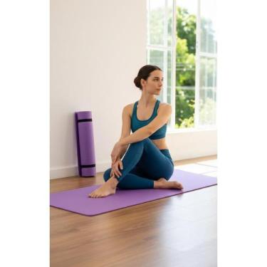 Imagem de Tatame Yoga Antiderrapante 1,80m Flexível Conforto Violeta - Congratul