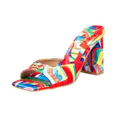 Imagem de Sandálias femininas de salto grosso CHCH Sandálias deslizantes quadrad