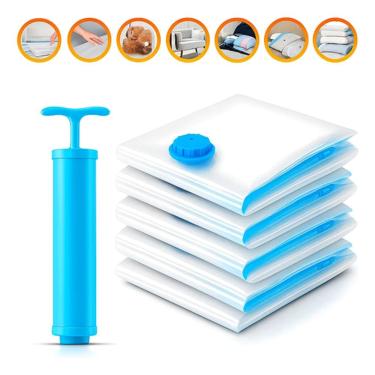 Imagem de Kit 5 Sacos A Vácuo Para Roupas Com Bomba Manual – Economize 80% De Espaço E Proteja Contra Umidade