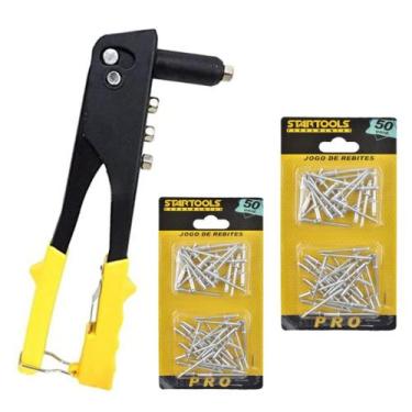 Imagem de Kit 1 Rebitadeira Manual Pro 4 Pontas C/ 100 un de Rebites Pro - Start