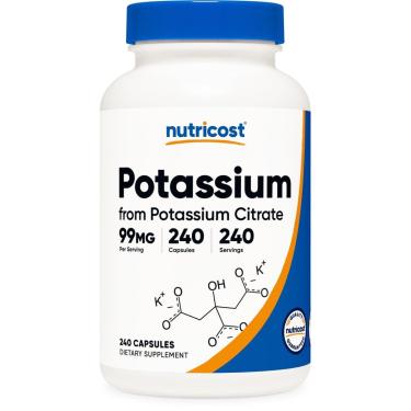 Imagem de Suplemento Nutricost Citrato de potássio 99mg 240 cápsulas-Unissex