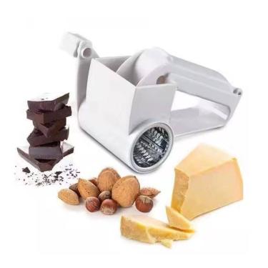 Imagem de Ralador Queijo Giratorio Profissional Fatiador Manual Manivela Rala Presunto Chocolate Laminas Inox Multifuncional