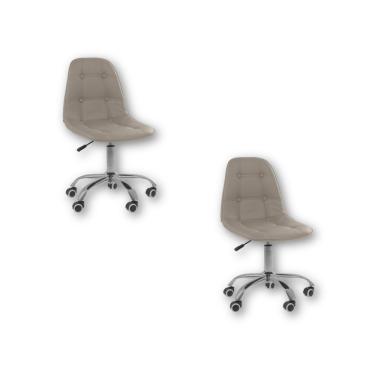 Imagem de Kit 02 Cadeiras Oficial Office Eiffel Botonê Ajustável Bege