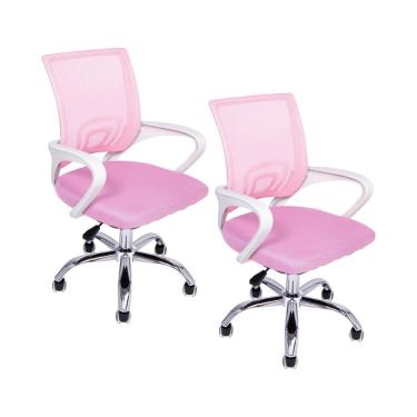 Imagem de Kit 2 Cadeiras De Escritório Begonia Tela Mesh Ergonômica Rosa