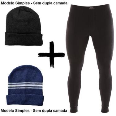 Imagem de Kit Combo Inverno Ceroula Preta Mash  Algodão + 2 Toucas, Touca Sortid