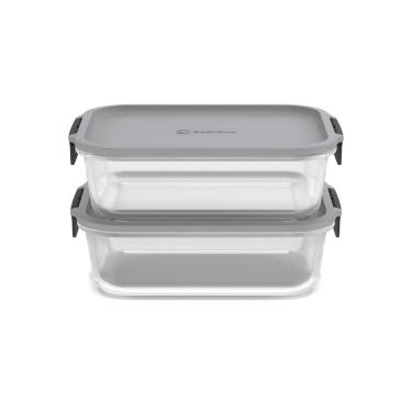 Imagem de Potes Herméticos de Vidro Electrolux Cinza Retangulares 2 Unidades Empilháveis Modulares