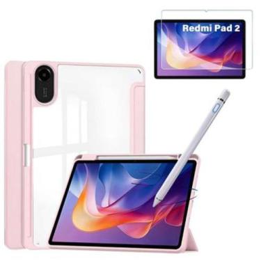 Imagem de Capa Protetora Rosa Para Tablet Redmi Pad 2 11' + Película + Caneta Ca