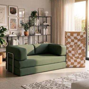 Imagem de Sofá Cama Bloom  Retrátil e modular  Sofá na Caixa, Verde - Boucle