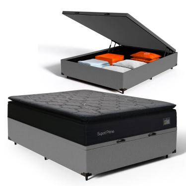 Imagem de Cama Box Baú com Colchão de Espuma D45 Pillow Top Suport Prime Casal 138cm
