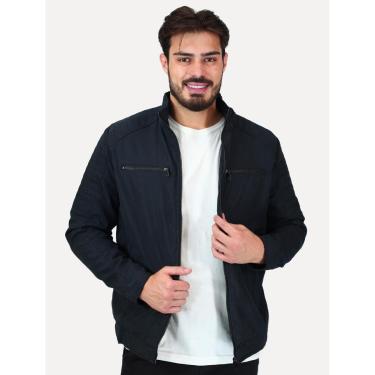 Imagem de Jaqueta Dixen Masculina Sarja Forrada Zíper Frontal Pesponto nas Mangas Preta-Masculino