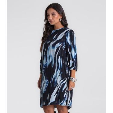 Imagem de Vestido Manga 3/4 Endless Viscose Khyara Feminina Azul, G, Azul