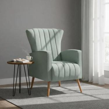 Imagem de Poltrona Pés Palito Decorativa Melinda Sala Veludo Cor:AcquaDesenho do