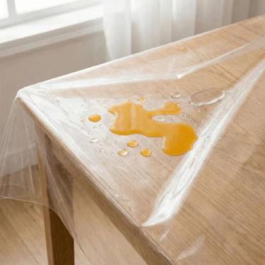 Imagem de Toalha de Mesa Grande Retangular Impermeável Transparente 4 e 6 Cadeir