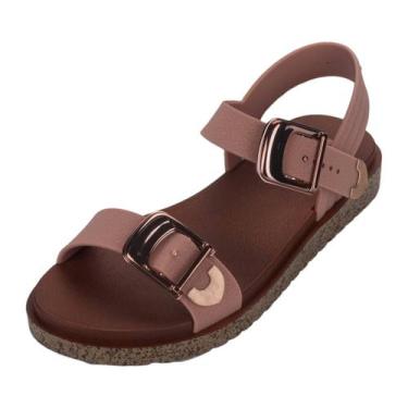 Imagem de Sandalia Feminina Casual Solado Cortiça Flatform Estilo Zaxy, Nude med