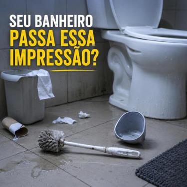 Imagem de Escova Sanitária Matte Suporte Branca Limpeza de Vaso Sanitário Banhei